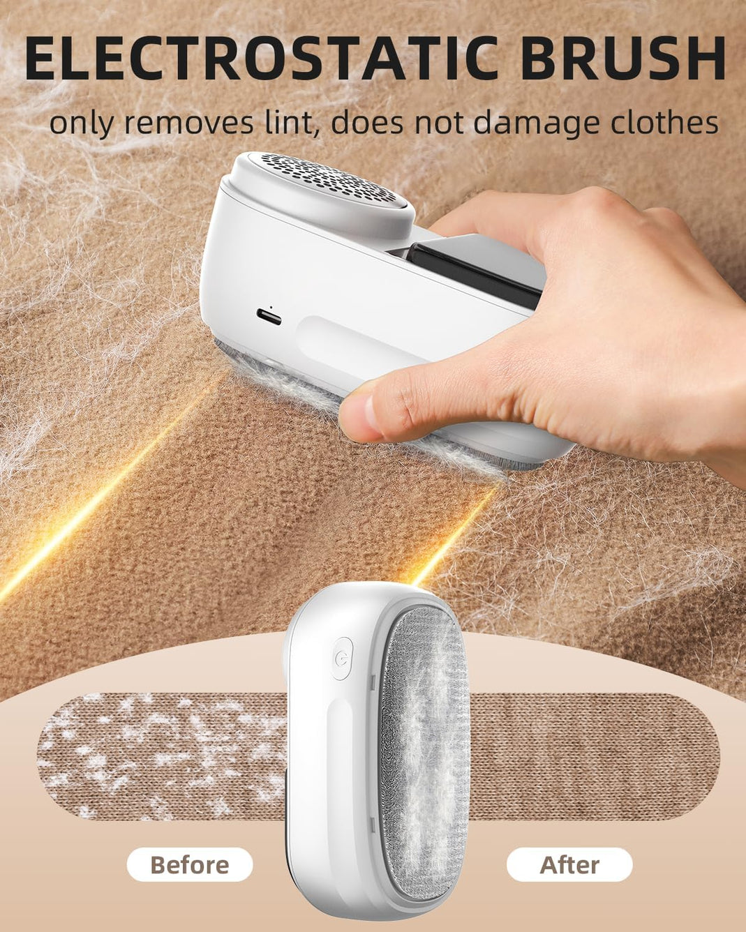 Fabric Shaver, 2600 Mah Rechargeable Lint Remover, Sweater Shaver with Lint Brush, Sweater Defuzzer to Remove Pilling, Large Capacity Lint Storage, Portable Fabric Shaver for Furniture, Clothes